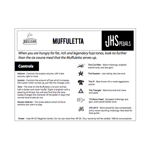 JHS Muffuletta Distortion / Fuzz Pedal