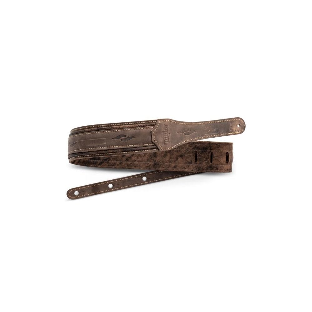 Taylor 2.5" Element Distressed Leather Guitar Strap - Dark Brown