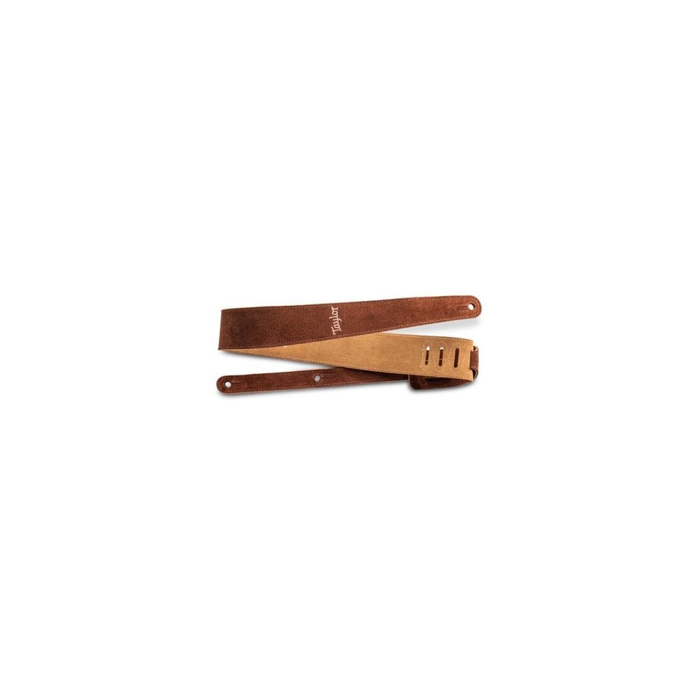 Taylor 2.5" Embroidered Suede Guitar Strap - Chocolate Brown