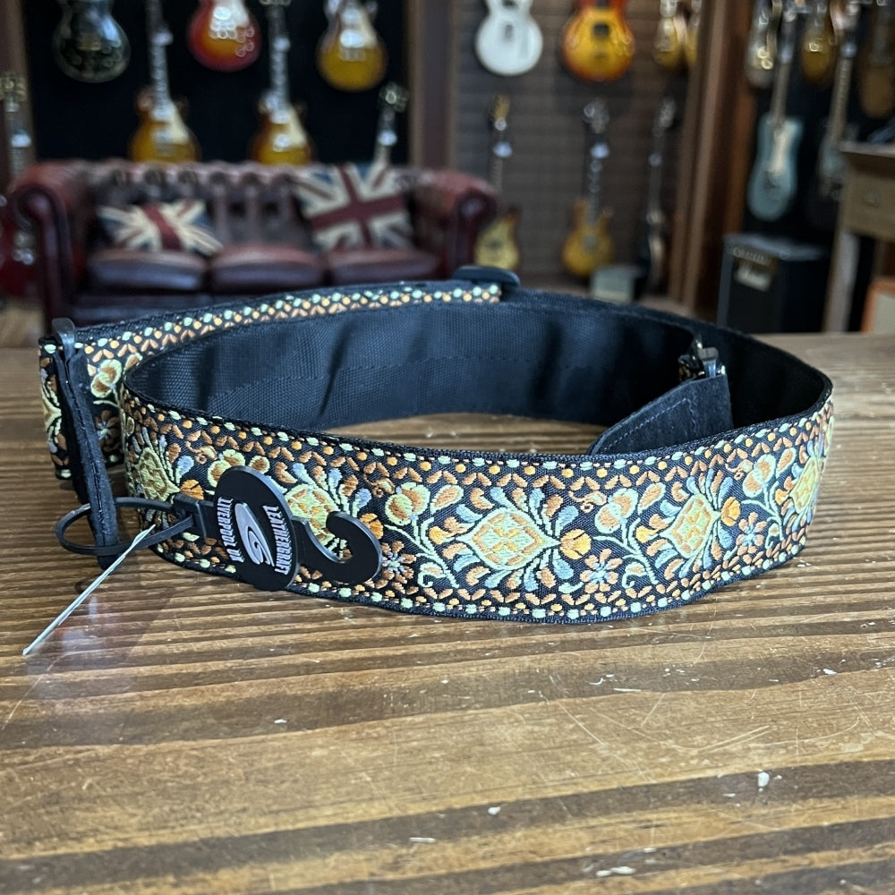 Leathergraft Retro Jacquard Woven Guitar Strap w/Suede Ends (Yellow/Black