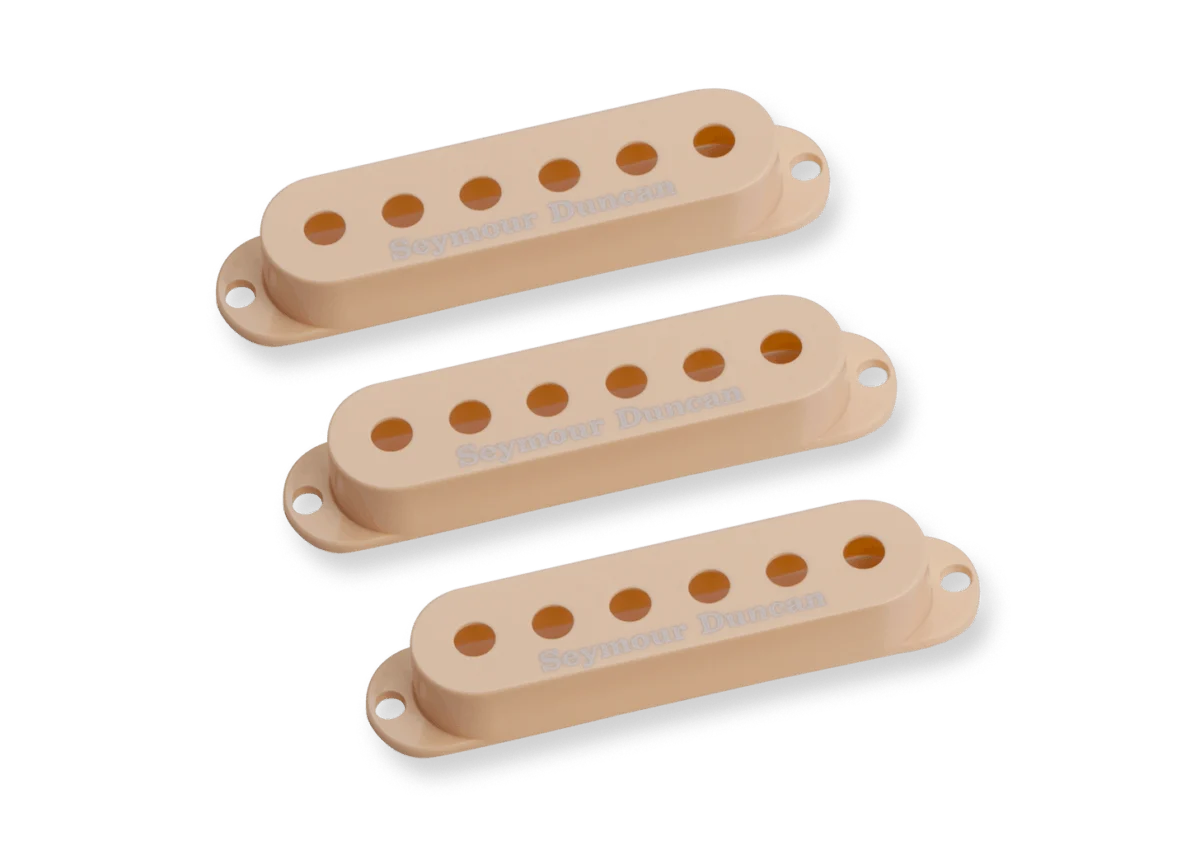 Seymour Duncan Stratocaster Single Coil Pickup Covers (3) - Cream w/ Logo