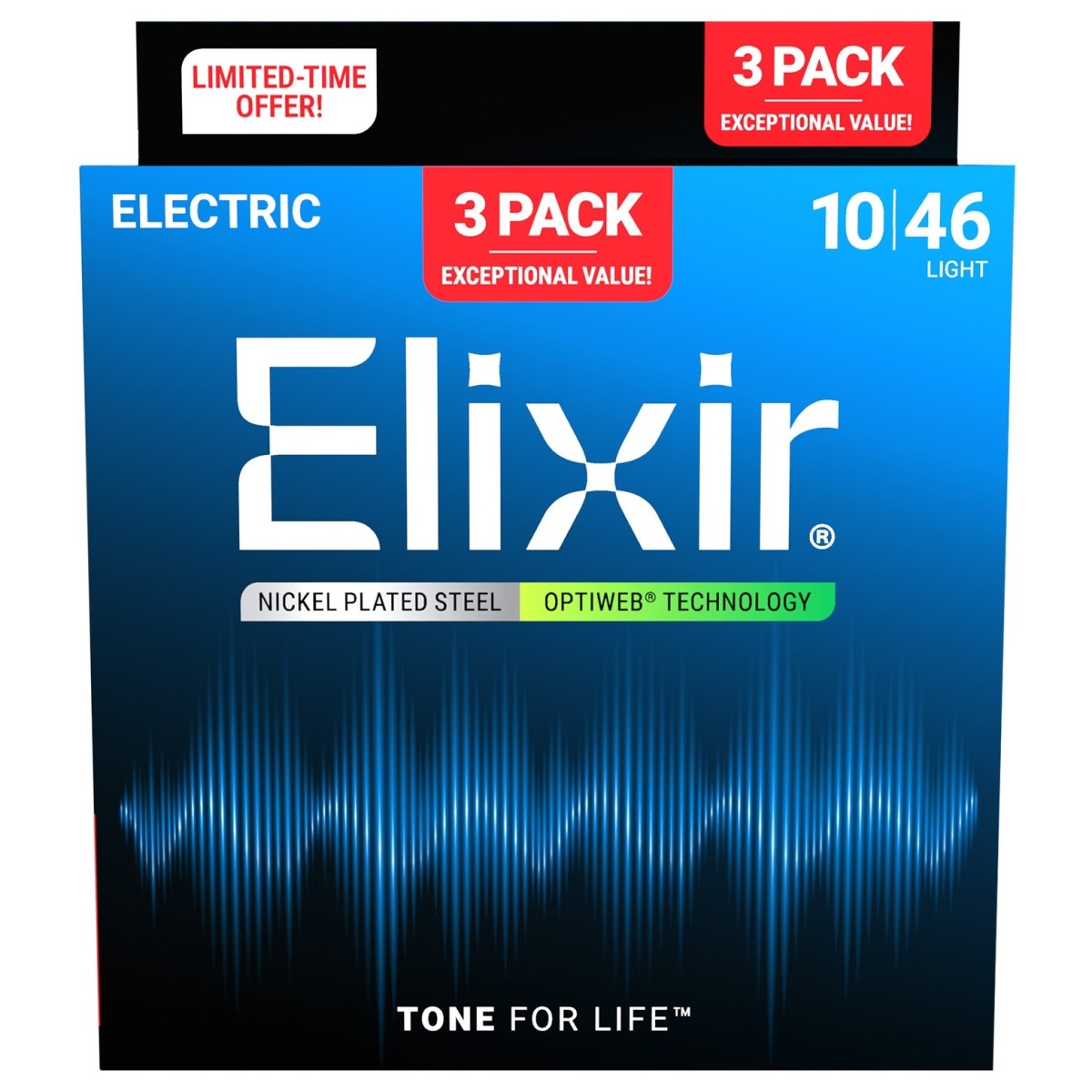 Elixir Optiweb Electric Guitar Strings 10 - 46 (3 PACK)