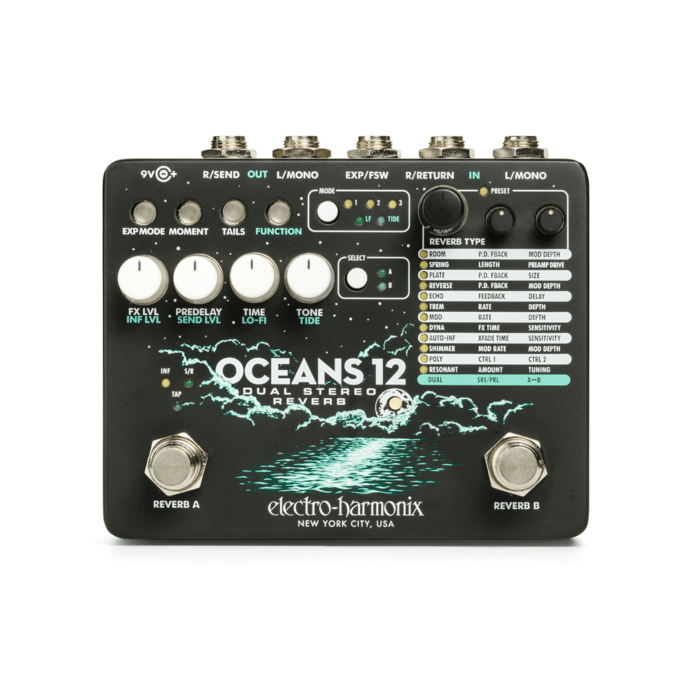 Oceans 12 Dual Stereo Reverb Effects Pedal