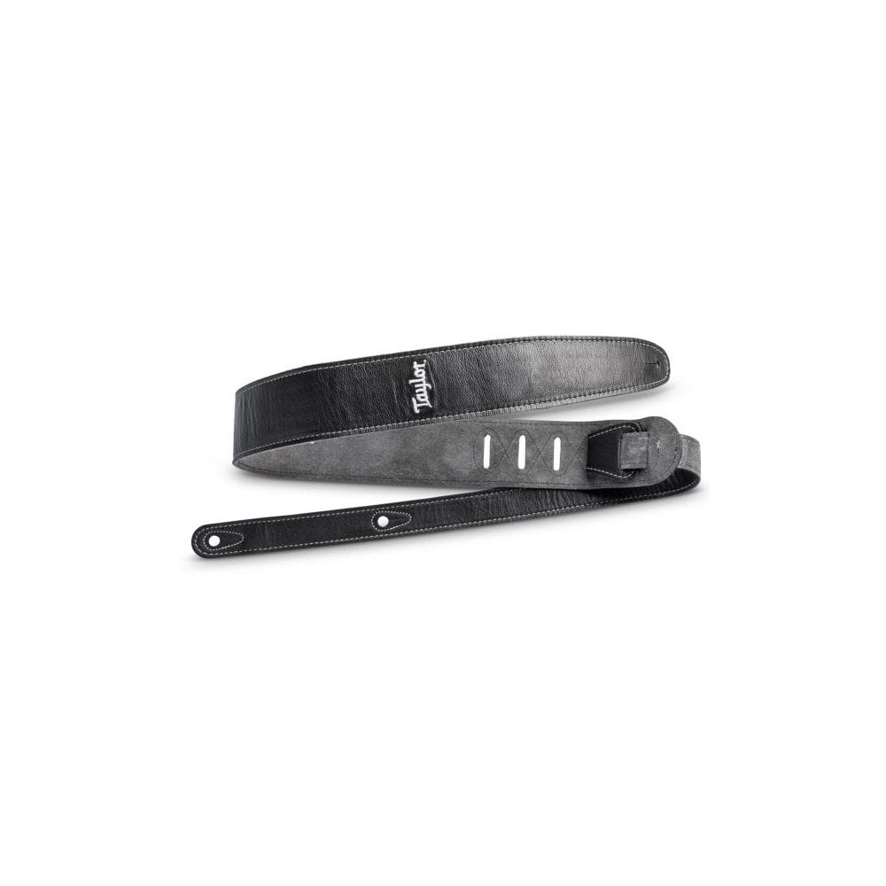 Taylor 2.5" Black Leather Guitar Strap - Black w/ Suede Back