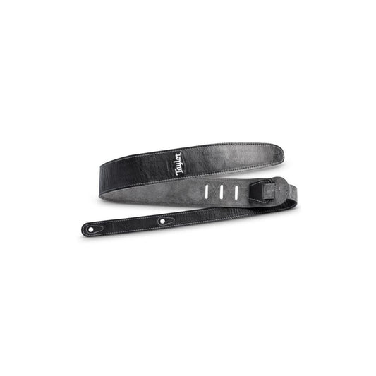 Taylor 2.5" Black Leather Guitar Strap - Black w/ Suede Back