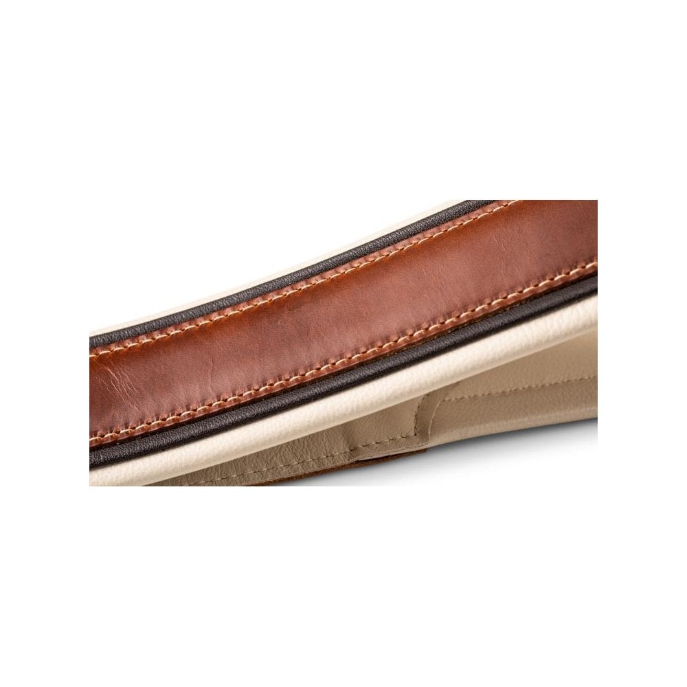 Taylor 2.5" Renaissance Leather Guitar Strap - Brown w/ Ivory Trim
