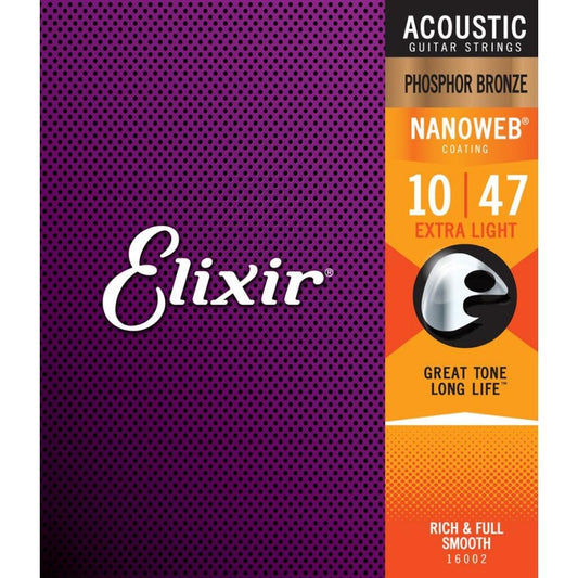 Nanoweb Phosphor Bronze Extra Light Acoustic Strings (10-47 Gauge)