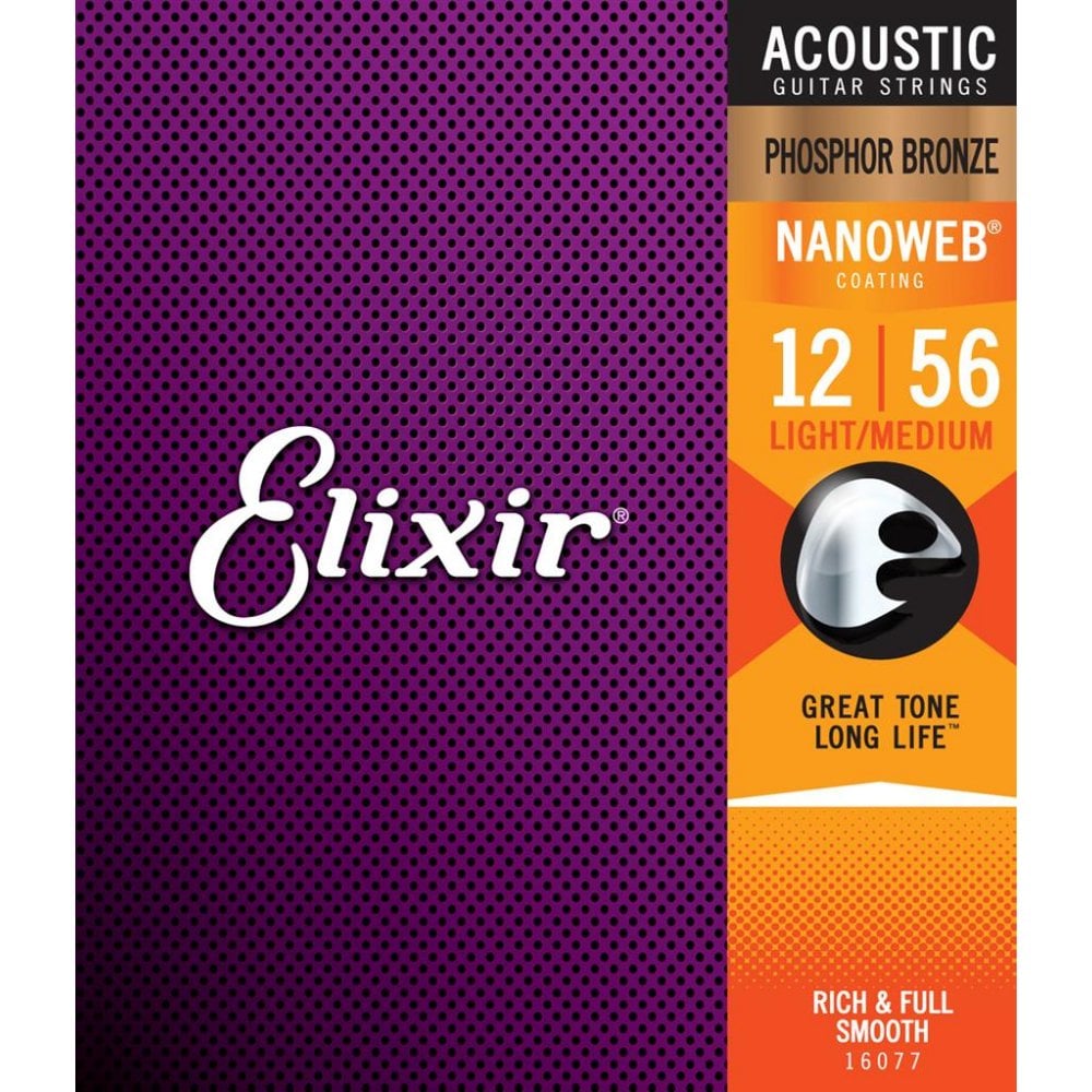 Phosphor Bronze Nanoweb Light/Medium Acoustic Strings (12-56 Gauge)
