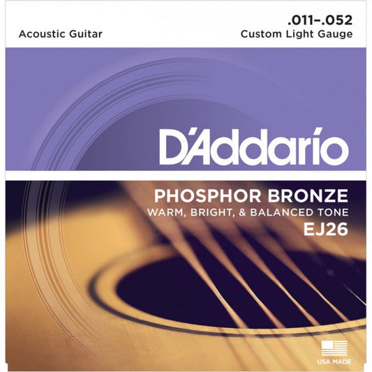 EJ26 Custom Light Gauge Phosphor Bronze Acoustic Guitar Strings (011-052 Gauge)