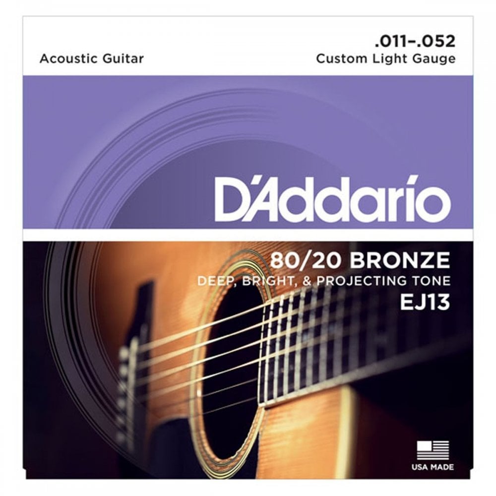 EJ13 Custom Light Gauge 80/20 Bronze Acoustic Guitar Strings (011-052 Gauge)