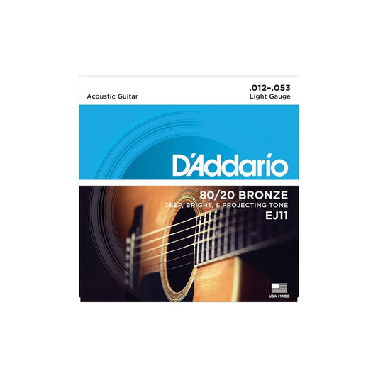 Ej11 Light Gauge 80/20 Bronze Acoustic Guitar Strings (012-053 Gauge)