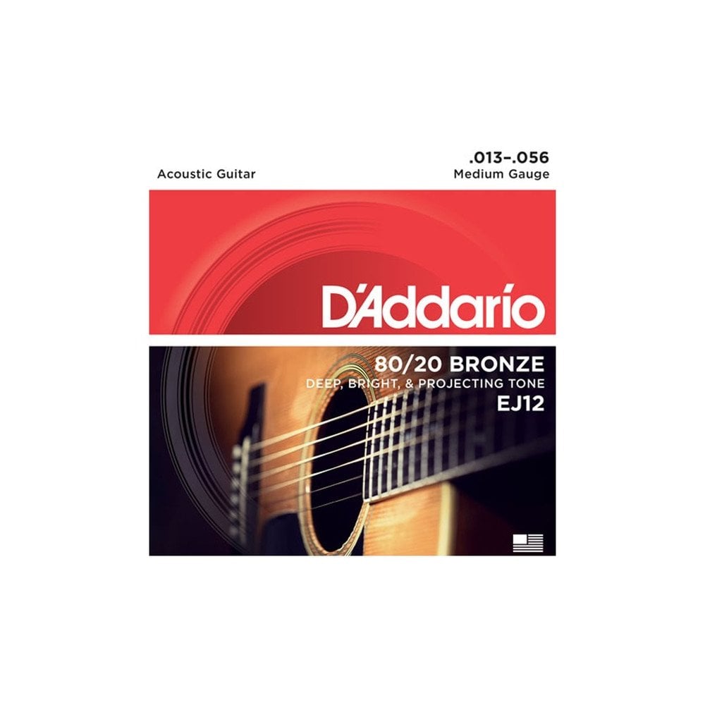 Ej12 Medium Gauge 80/20 Bronze Acoustic Strings (013-056 Gauge)