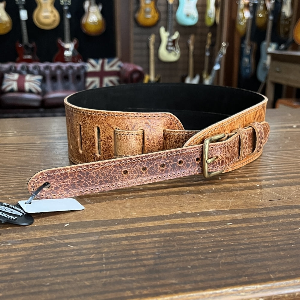 Leathergraft Fab Roadworn Leather Guitar Strap With Buckle (Tan)