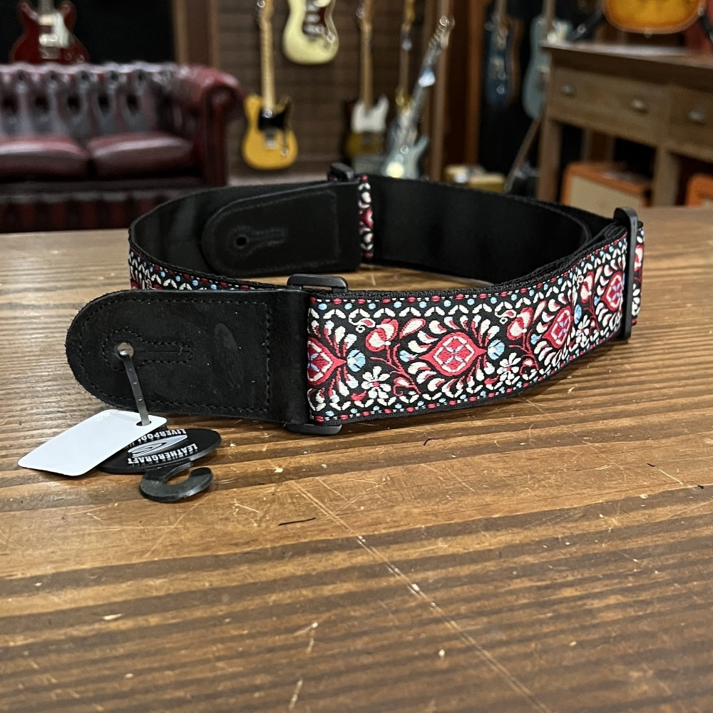 Leathergraft Retro Jacquard Woven Guitar Strap w/Suede Ends (Red/Blue)