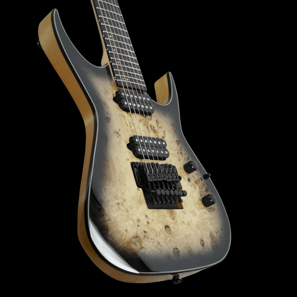 Dean Guitars Exile Select 7-String Floyd Fluence, Natural Black Burst