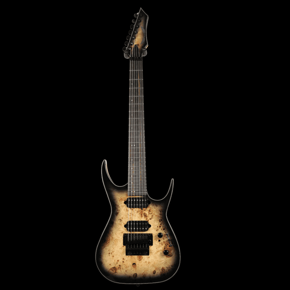 Dean Guitars Exile Select 7-String Floyd Fluence, Natural Black Burst