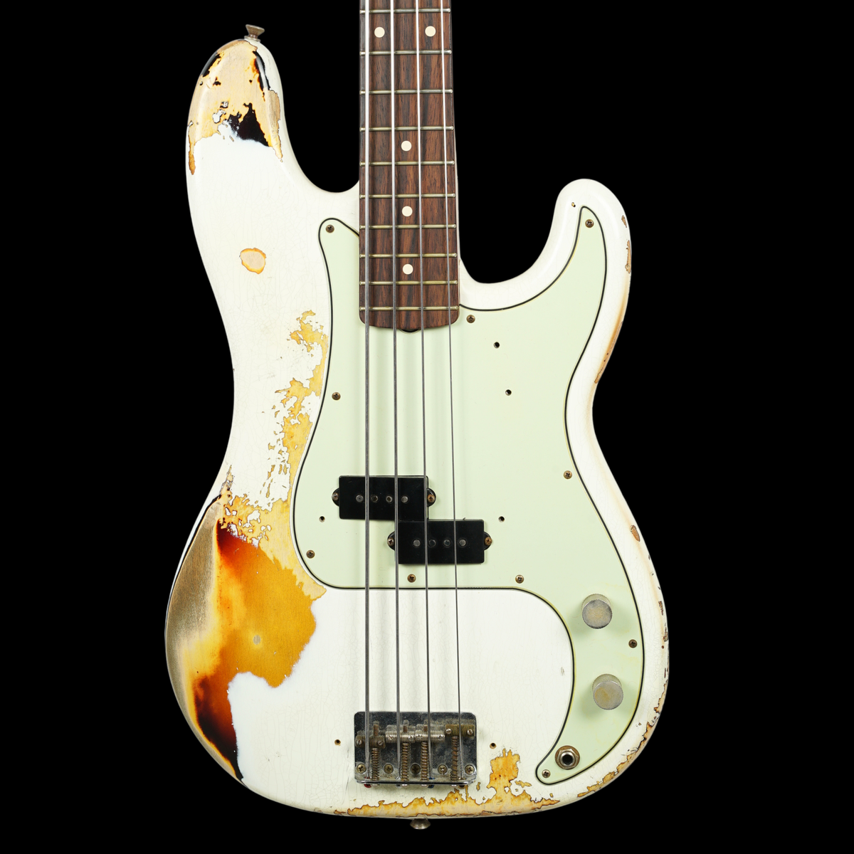Fender Custom Shop 1960 Fender P Bass Relic, White over Sunburst (Pre-Owned)