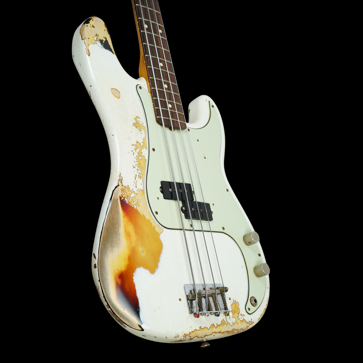 Fender Custom Shop 1960 Fender P Bass Relic, White over Sunburst (Pre-Owned)